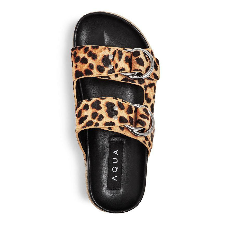 Kail Leopard Print Calf Hair Slide Sandals