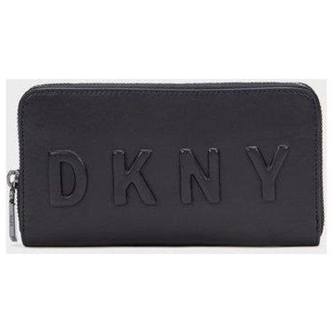 Profile Dog Shadow Large Flapover Matinee Leather Wallet - Black