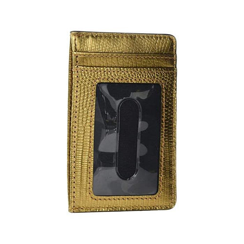 Lizard Embossed Slim Card Case Medium Gold