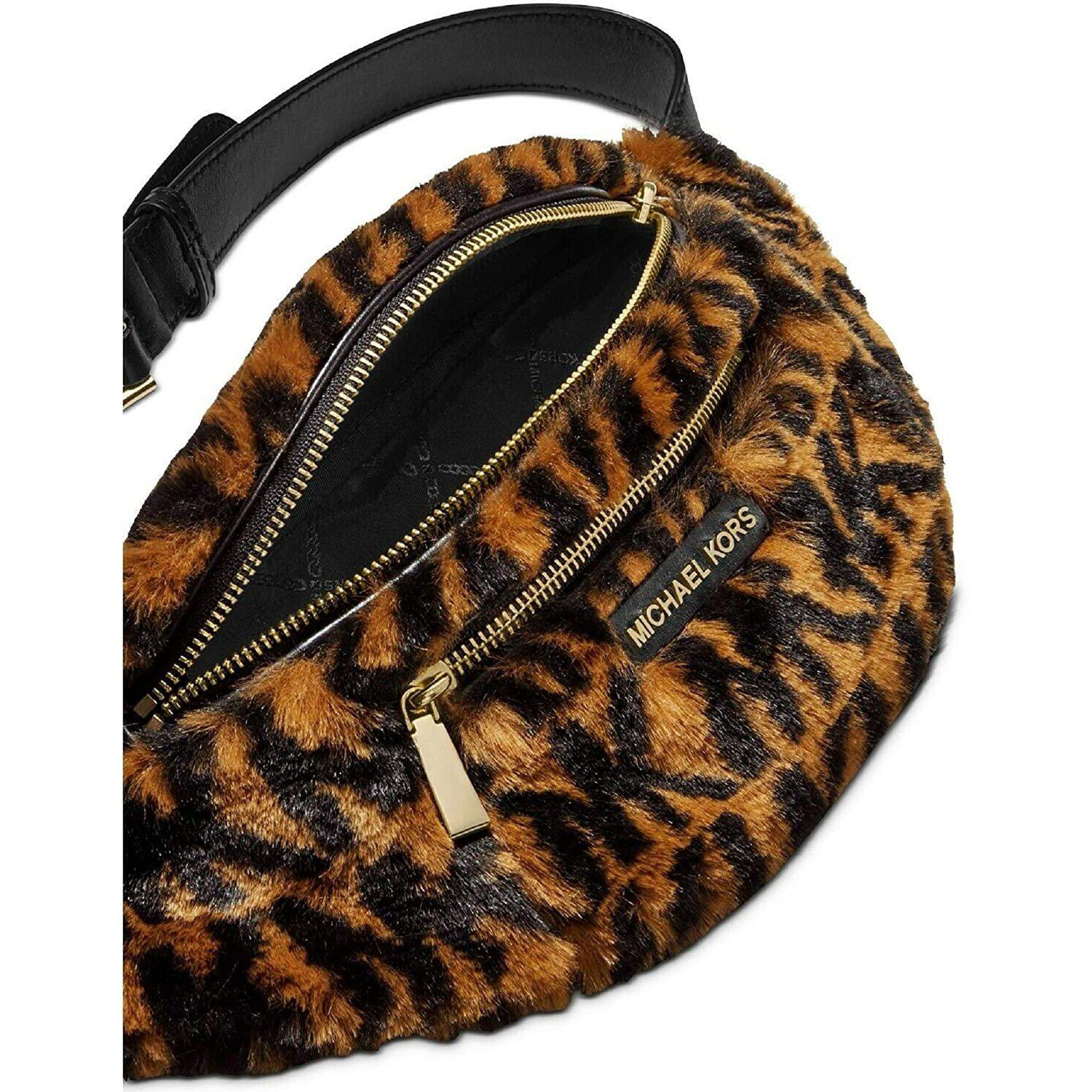Mott Medium Logo Animal Print Faux Fur Belt Bag