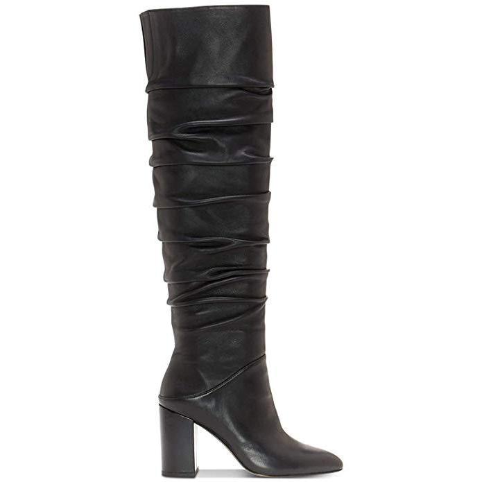INC Womens Tabithaa Leather Ruched Knee-High Boots-Shoes-INC-7.5-ShoeShock
