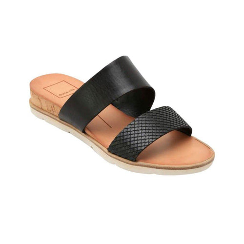 Vala Embossed-Leather Slide Sandals