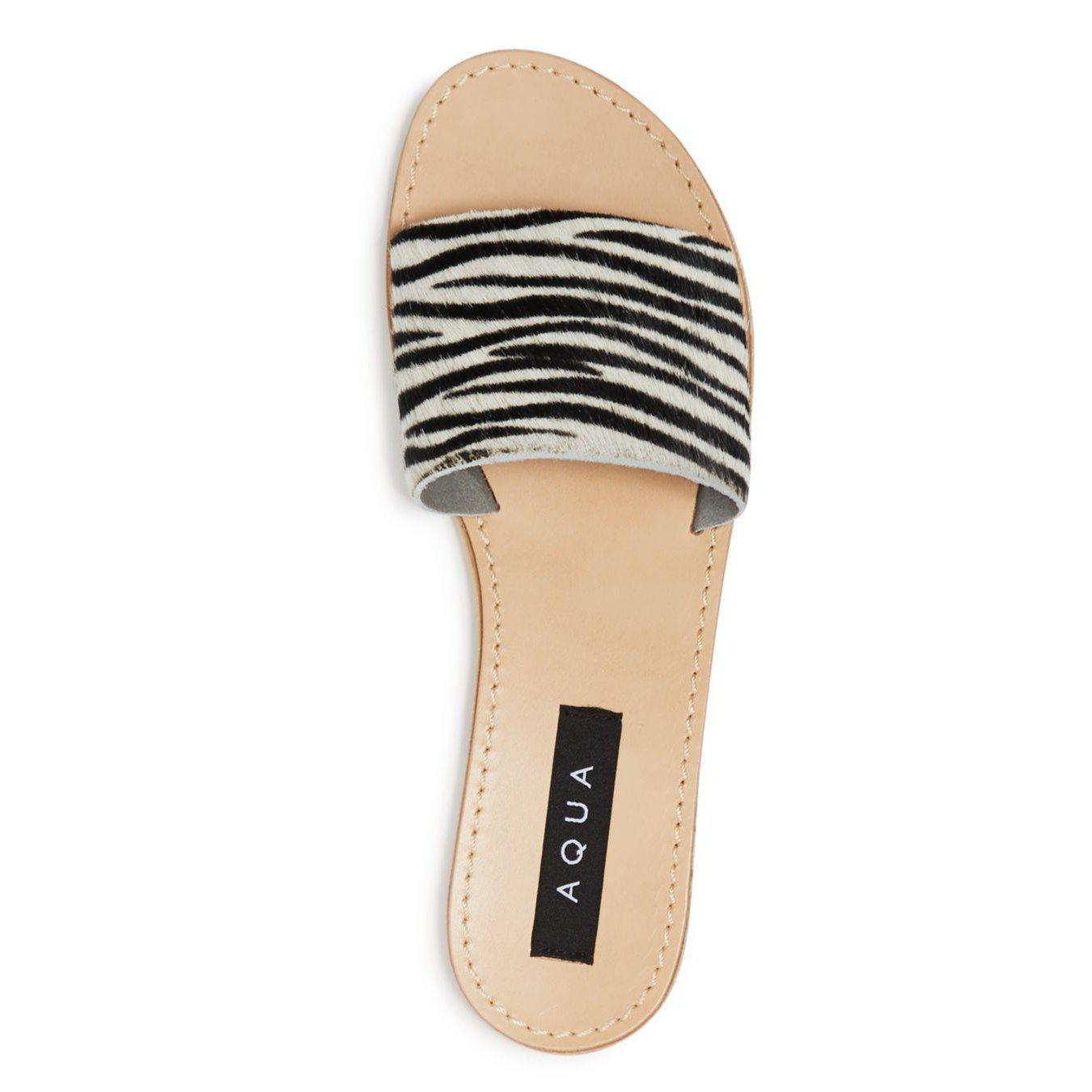 Zebra Print Slide Sandals